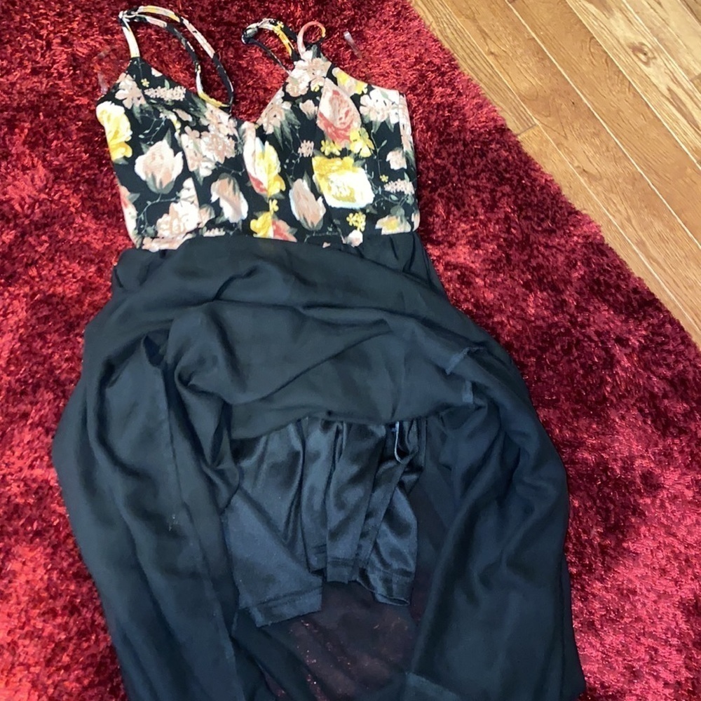 New look floral black sheer bottom sleeveless maxi  dress Sz S - Picture 8 of 14